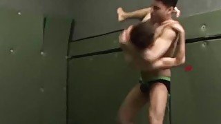 Twink buddies have a spar before their anal training begins