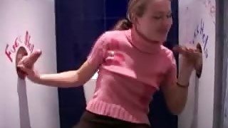 Sweater girl has hot sex at gloryhole