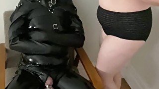 Strapon Femdom Face Fucking My Latex Bondage Sub