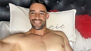 Hot beard guy does some late night masturbation.