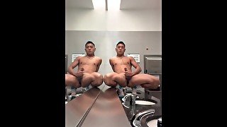 jerking my dick it in airport public bathroom