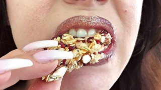 ASMR Sensually Eating a Granola Bar Close Up Sounds by Pretty MILF Jemma Luv Dental Fetish SFW