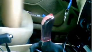 Crazy girl fucking with gear stick