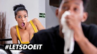 HORNYHOSTEL - Huge Tits Ebony Babe Tina Fire Hardcore Anal Sex With Horny Panty Thief