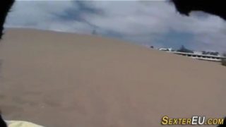 German teen pees on beach