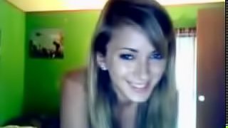 Blonde Webcam Girl Strips to Camera and Plays