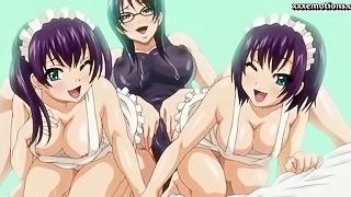 Horny anime nurses getting cumshot