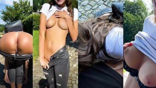 Flashing Tits and Pussy ends up with Risky Public Blowjob for Yoya Grey