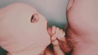 Pink Masked DSL Bandit Sucks Cedeh Off And Plays With His Cum