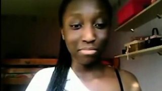 Sweet ebony teen teases on her camera