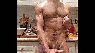 Cum in my kitchen jiz dripping off my cock