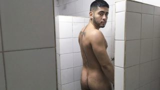 Latin amateur Licho fucked in the ass in the showers
