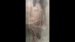 Tim films me when Im in shower. Vertical phone video Kiki and Tim