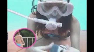 Sexy Asian Scuba Diving Underwater Blowing Bubbles Scuba Training