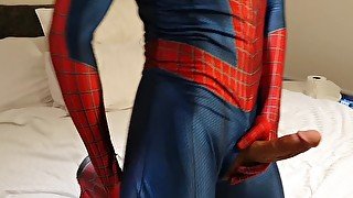 Hung Horny Spiderman Shoots Massive Web