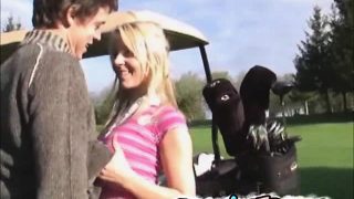 Hot blonde girlfriend fucking on the golf court