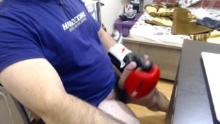 Fetish : Dimitris Nastymind Strokes and cums with a red boxing glove