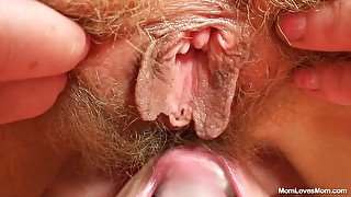 Freaky granny Cyrila eats ginger haired pussy of her girlfriend