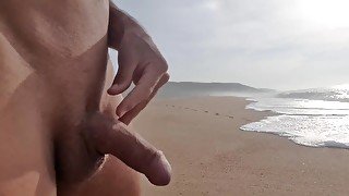 Me pissing on the beach in public and training my dick to fuck a long time without cum