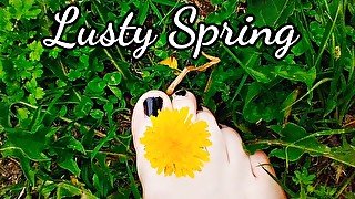 Lusty Spring Trans Queer Man Picks Flowers With His Big Feet and Tickles His Body With Flowers