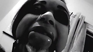 BW ball-gag bedroom fun with Sexy Skin