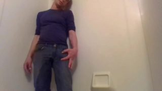 Cute Transgirl Pissing Jeans Intentionally For First Time; Fully Clothed