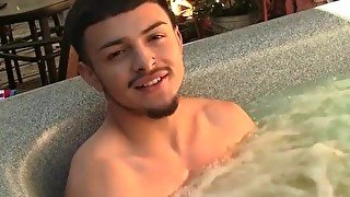 Stud Zane Vega jerks off after chilling in jacuzzi