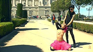 Pink haired Erika Sevilla tied and humiliated in the public place