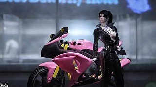 skyrim a motorcycle catsuit woman came to a monster hotel