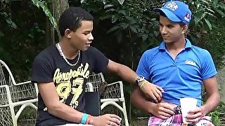 Twink boys cool off in the pool after sex