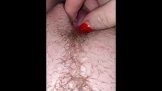 watch me up close - hairy pussy clit play