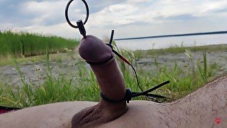 Flooded myself with sperm in outdoor. No hands orgasm