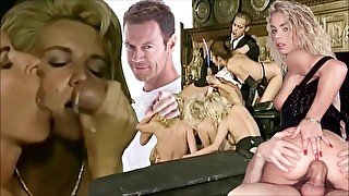 BLOWJOB ORGY Rocco Siffredi, 2 girls 1 guy finish blowjob FFM oralsex group sex Vintage orgies