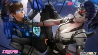 Hot ass tracer from overwatch gets doggystyle and blowjob