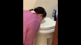 Kali Cole piss whore toilet slut watch her lick, slurp and gargles her own piss