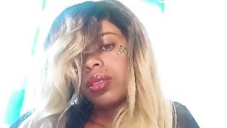 Sexy ebony with blonde wig needs to be fucked