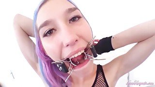 Sexy College Girl Anna giving me a SpiderGag Blowjob - Dutch Tiny Teen