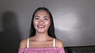 Asian teen with big natural boobs fucked by a big American cock