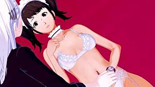 Sae Niijima calls a lesbian escort, Sadayo Kawakami rides her face. Persona 5 Hentai.