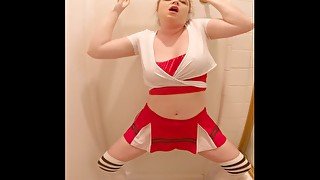 cheerleader stepsister catches stepbrother masturbating and fucks him in the bathroom