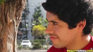 Beautiful shaved latina slut got a spermshot on her face in public place
