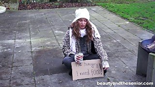 Outdoor fucking between a mature dude and sexy teen Bunny Babe