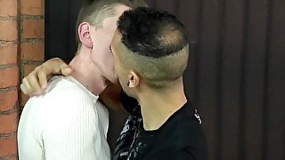 Tattooed homo sprays cum on his friend