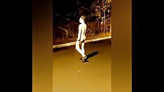 exhibitionism in the street with naked masturbation