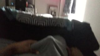 Morning wood gets caught jerkin by gf POV