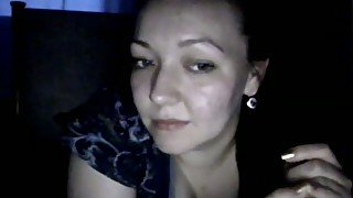 Milf brunette busty wife on webcam masturbating alone