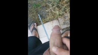 Daddy Dick Taking A Piss Outside In Lose Underwear And Sandals