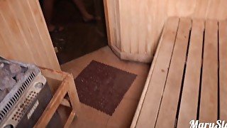 Fucked hard a lustful stranger girl in public sauna