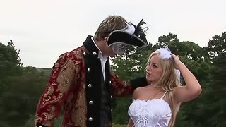 Delightful blonde with long hair being given rim job before getting banged doggystyle