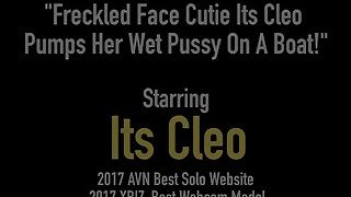 Freckled Face Cutie Its Cleo Pumps Her Wet Pussy On A Boat!